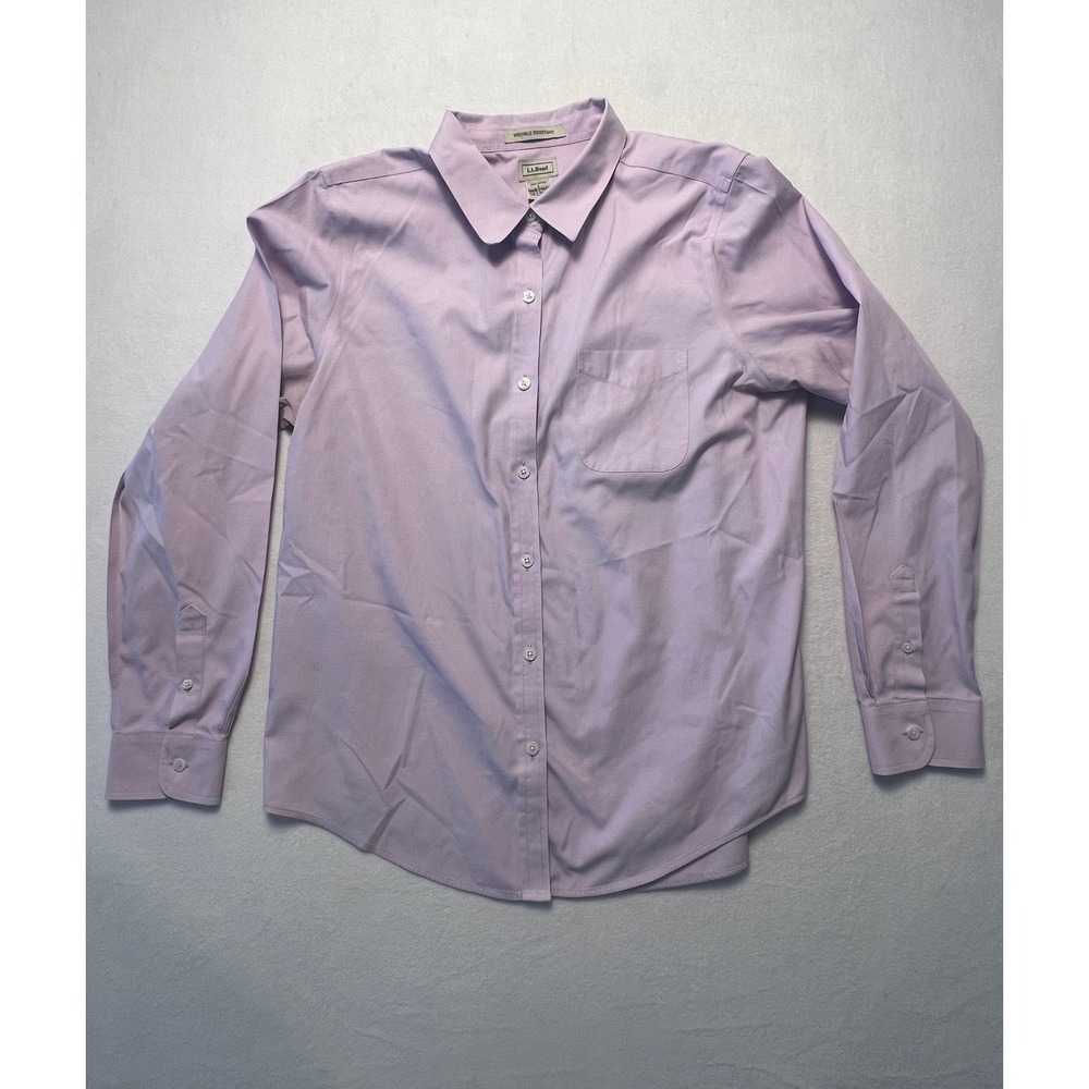 L.L.Bean Large Button Down Shirt Classic Business Casual Purple Wrinkle Resist